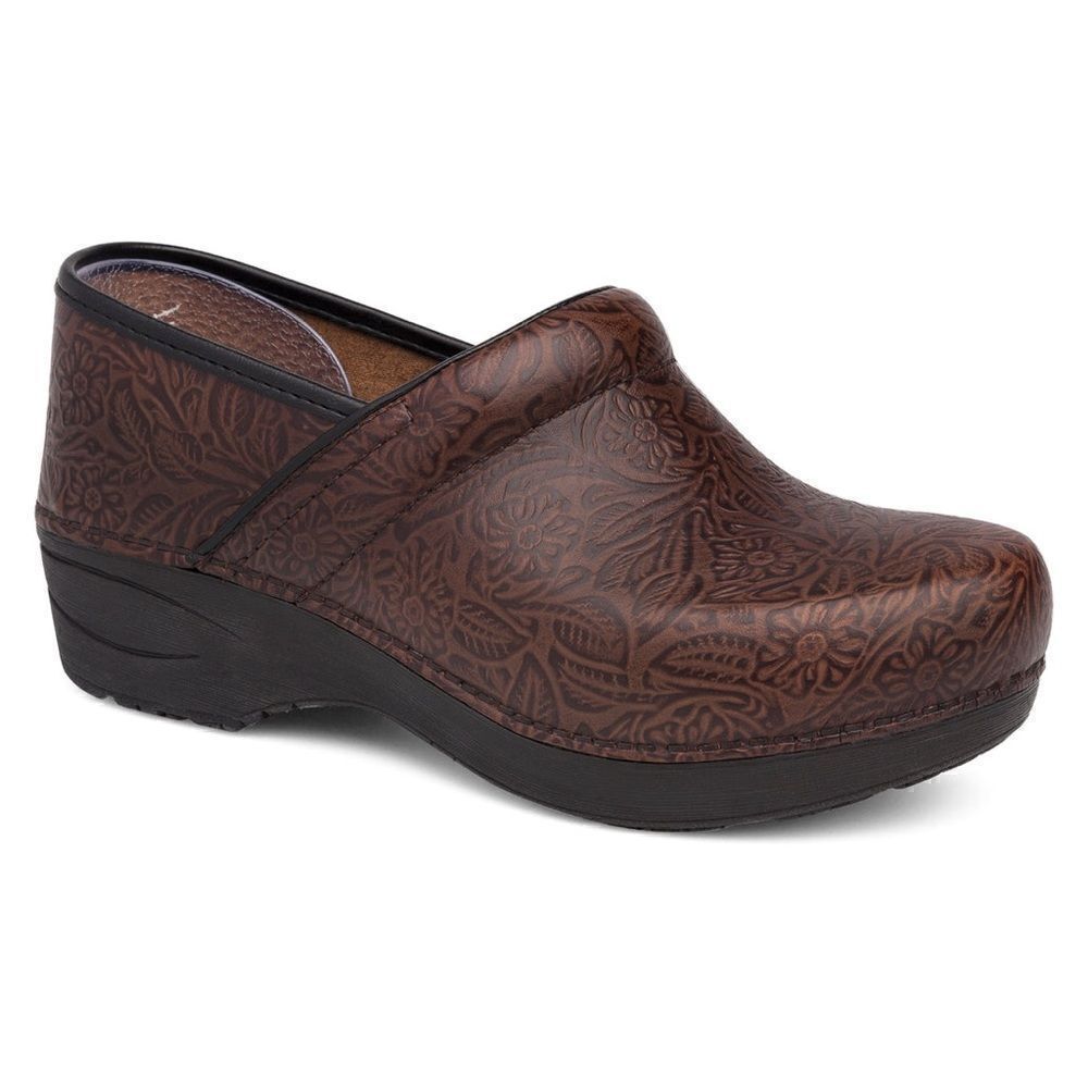 Dansko BROWN FLORAL TOOLED CLOG